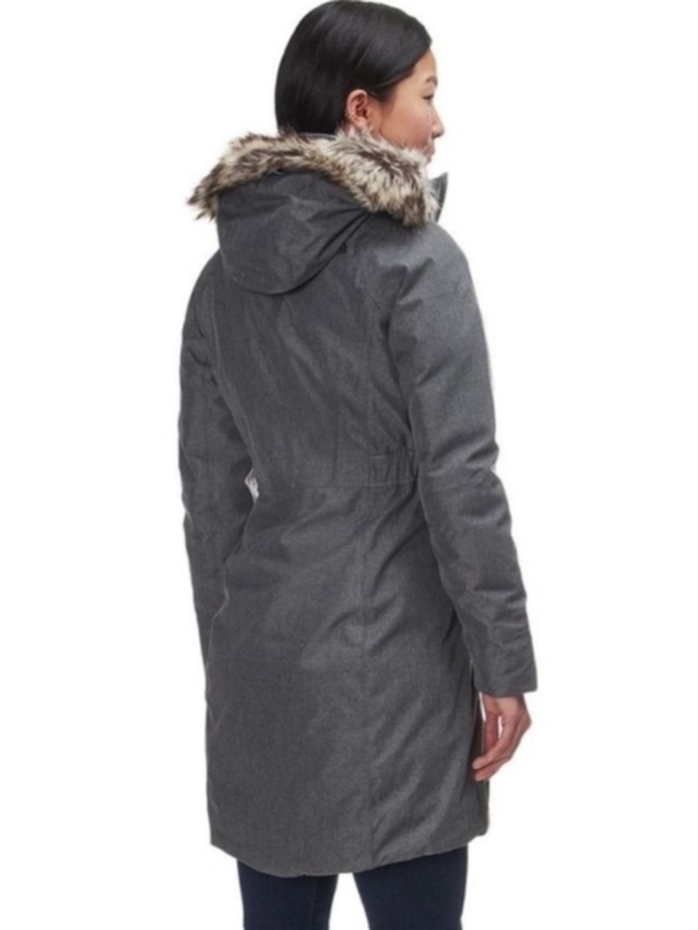 TNF Arctic Down Parka L Gray Herringbone Print Lining F15 - Picture 1 of 15